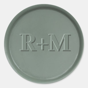 Monogram Initial Dark Sage Wax Seal Sticker