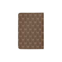 Monogram Initial Designer Pattern w/ Stripe Brown Passport Holder