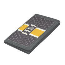 Monogram Initial Designer Pattern w/ Stripe Gray Trifold Wallet Monogram Initial Designer Pattern w/ Stripe Gray Trifold Wallet