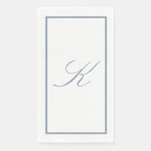 Monogram Initial Dusty Blue Wedding Bridal Shower Paper Guest Towels
