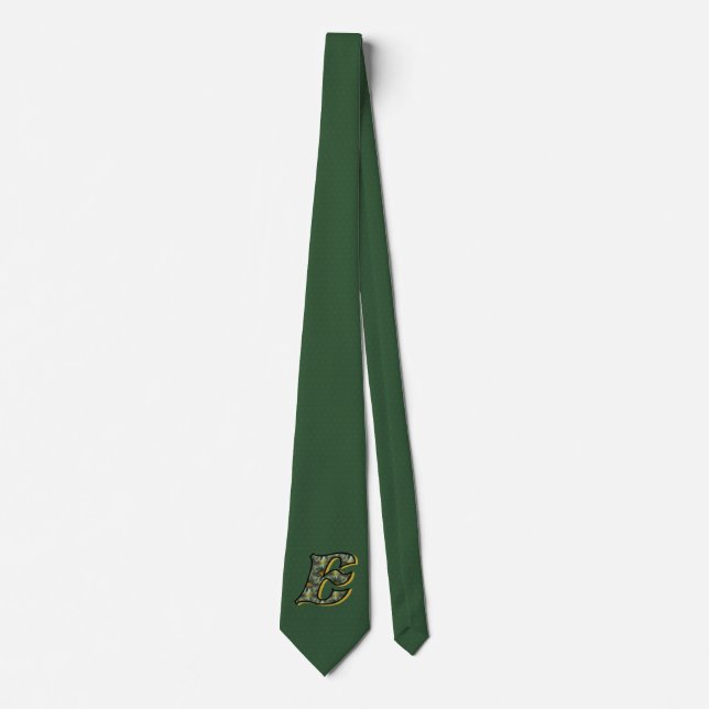 Monogram Initial E Daisies Art Green  Neck Tie (Front)