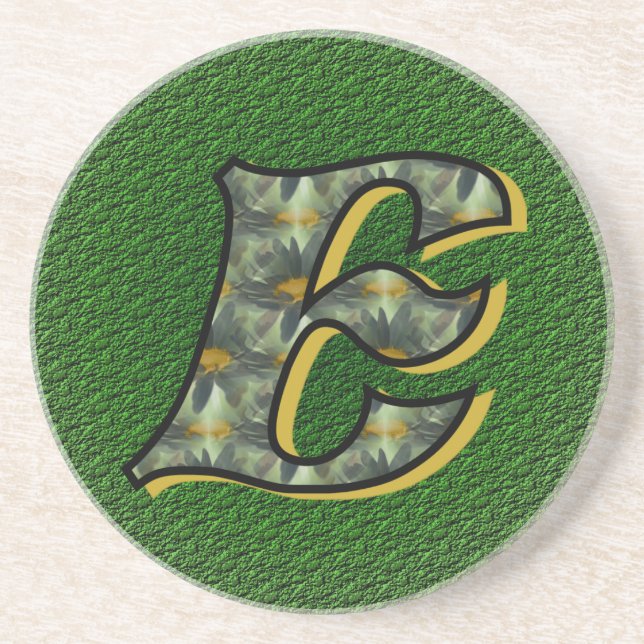 Monogram Initial E Daisies Art Sandstone Coaster (Front)