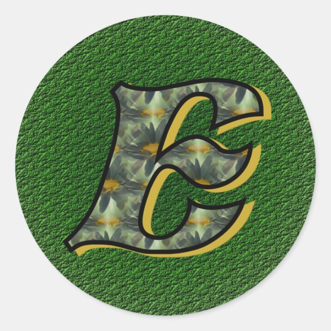 Monogram Initial E Daisies Floral Art Classic Round Sticker (Front)
