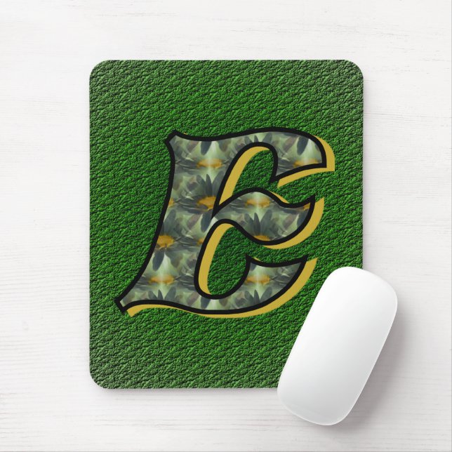 Monogram Initial E Daisies Flower Art Mouse Pad (With Mouse)