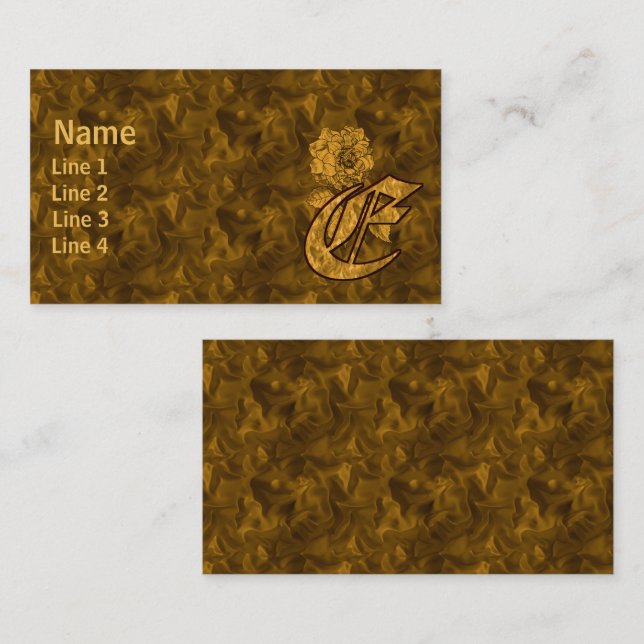 Monogram Initial E Elegant Gold Peony Flower Business Card (Front/Back)