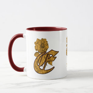 Monogram Initial E Elegant Gold Peony Personalized Mug