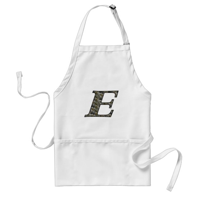 Monogram Initial E Hydrangea Flowers Adult Apron (Front)