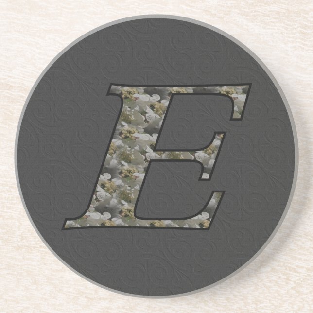Monogram Initial E Hydrangea Flowers Coaster (Front)