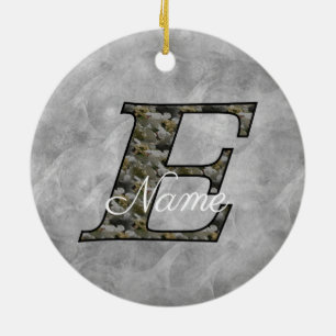 Monogram Initial E Hydrangea Flowers Personalized Ceramic Ornament