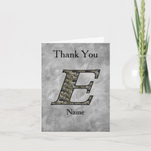 Monogram Initial E Hydrangea Flowers Personalized Thank You Card