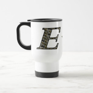 Monogram Initial E Hydrangea Flowers Personalized Travel Mug