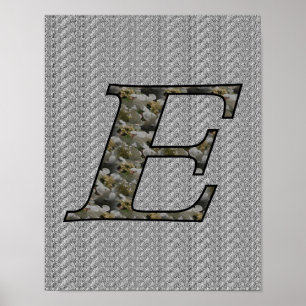 Monogram Initial E Hydrangea Flowers Poster