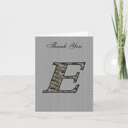 Monogram Initial E Hydrangea Thank You Card