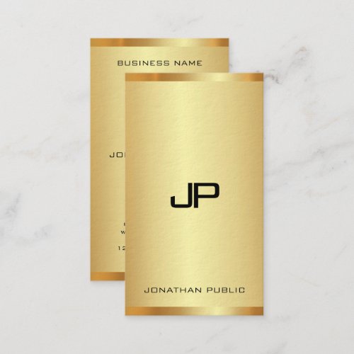 Monogram Initial Elegant Gold Look Modern Vertical Business Card