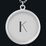 Monogram Initial Elegant Minimalist Gray Black Silver Plated Necklace<br><div class="desc">A gift for her. A monogrammed initial necklace which is elegant in it's simplicity.  Silver,  or silver plate,  Gray and Black. Change the initial to personalize for your recipient.</div>