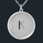 Monogram Initial Elegant Minimalist Gray Black  Silver Plated Necklace<br><div class="desc">A gift for her. A monogrammed initial locket necklace which is elegant in it's simplicity.  Silver,  or silver plate,  Gray and Black. Change the initial to personalize for your recipient.</div>