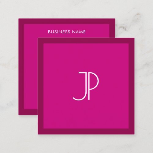 Monogram Initial Elegant Trend Color Viva Magenta Square Business Card