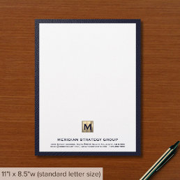 Monogram Initial Emblem Blue Business Letterhead