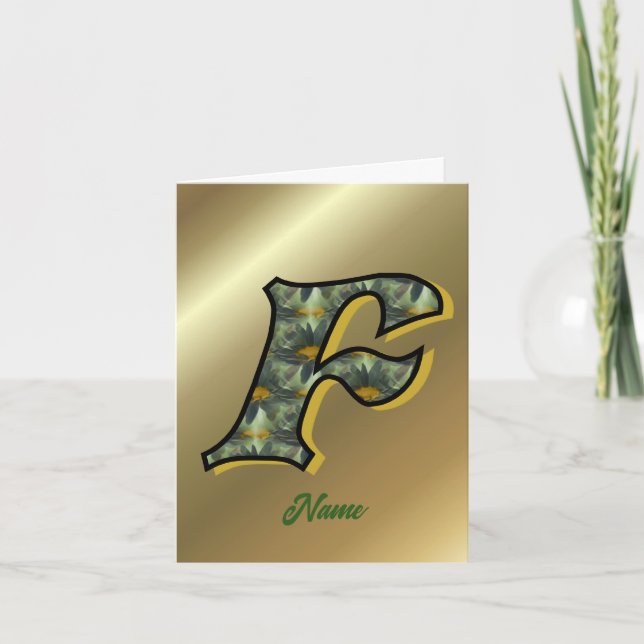 Monogram Initial F Daisies Art Personalized Note Card (Front)