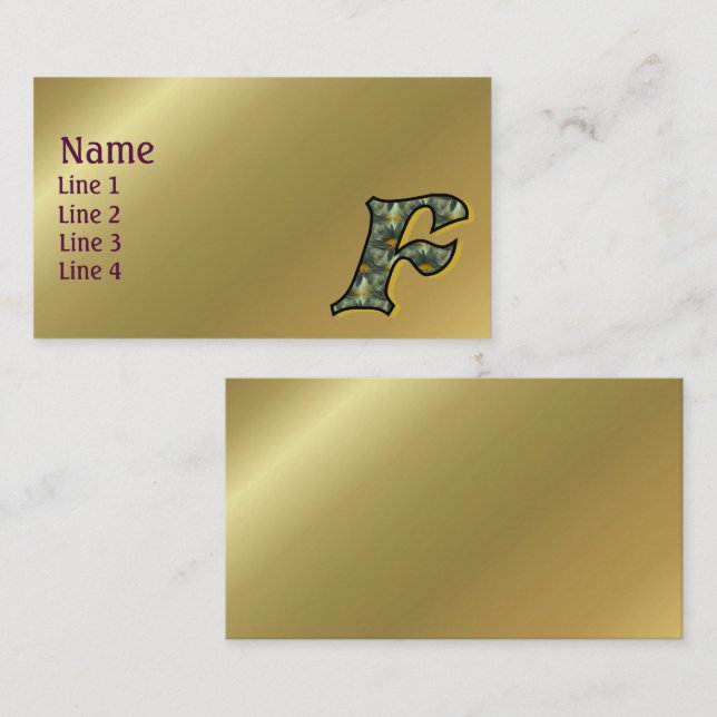 Monogram Initial F Daisies Floral Art Business Card (Front/Back)