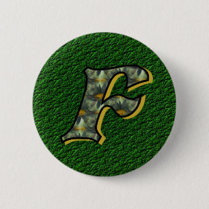 Monogram Initial F Daisy Floral Art Pinback Button