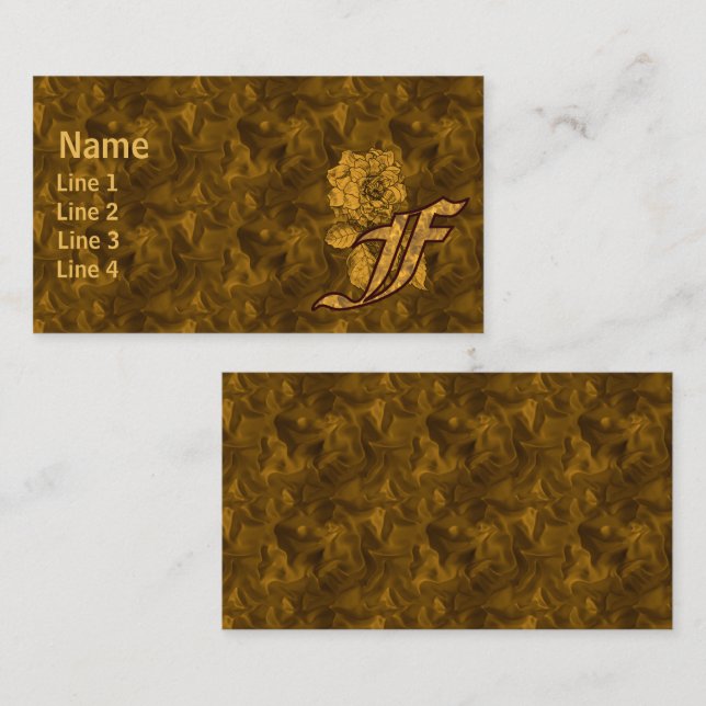 Monogram Initial F Elegant Gold Peony Flower Business Card (Front/Back)