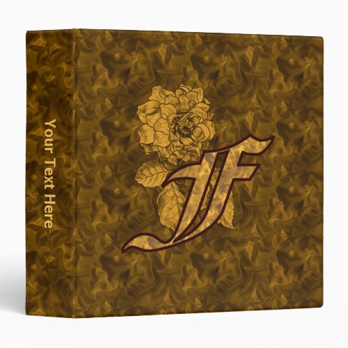 Monogram Initial F Gold Satin Peony Binder