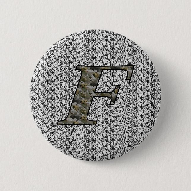 Monogram Initial F Hydrangea Floral  Pinback Button (Front)