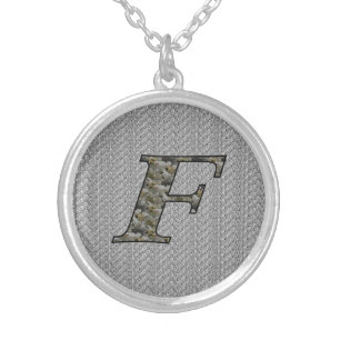 Monogram Initial F Hydrangea Flowers Silver Plated Necklace