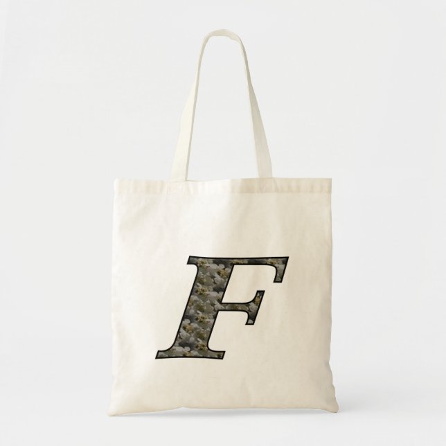 Monogram Initial F Hydrangea Flowers Tote Bag (Front)