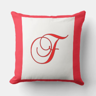 Monogram Initial F Square Plush Outdoor Patio  Pillow