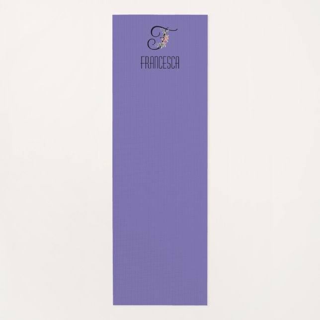 Monogram initial F watercolor flower lavender Yoga Mat (Front)