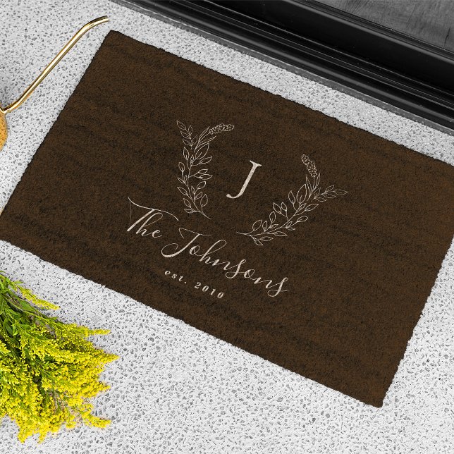 Monogram initial family name personalized  fiber doormat (Creator Uploaded)