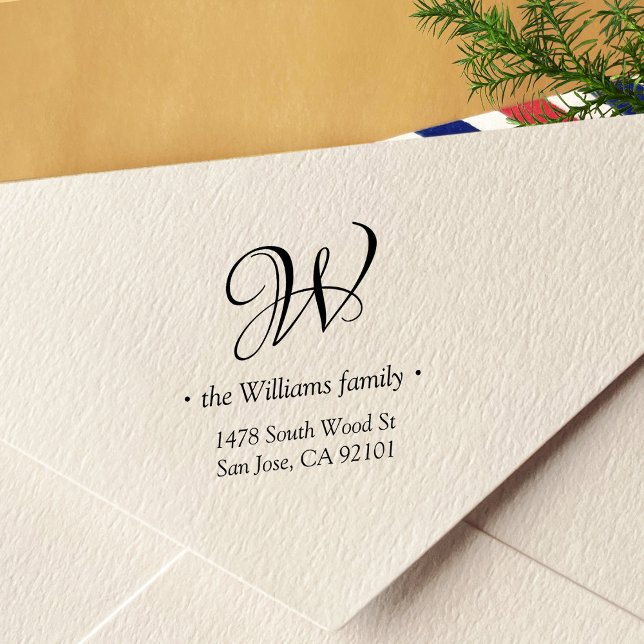 Monogram Initial Family Name Return Address Self-inking Stamp (Creator Uploaded)