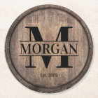 Monogram Initial Family Name Rustic Faux Wooden