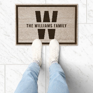 Monogram Initial Family Name Text Fun Welcome Home Fiber Doormat