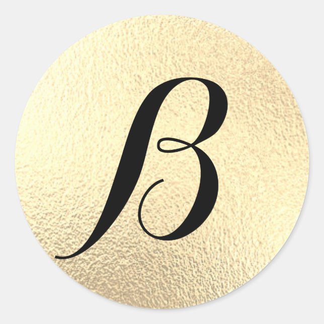 Monogram Initial Faux Gold Foil Classic Round Sticker (Front)