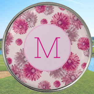 Monogram Initial Feminine Pink Custom Ladies Golf Ball Marker