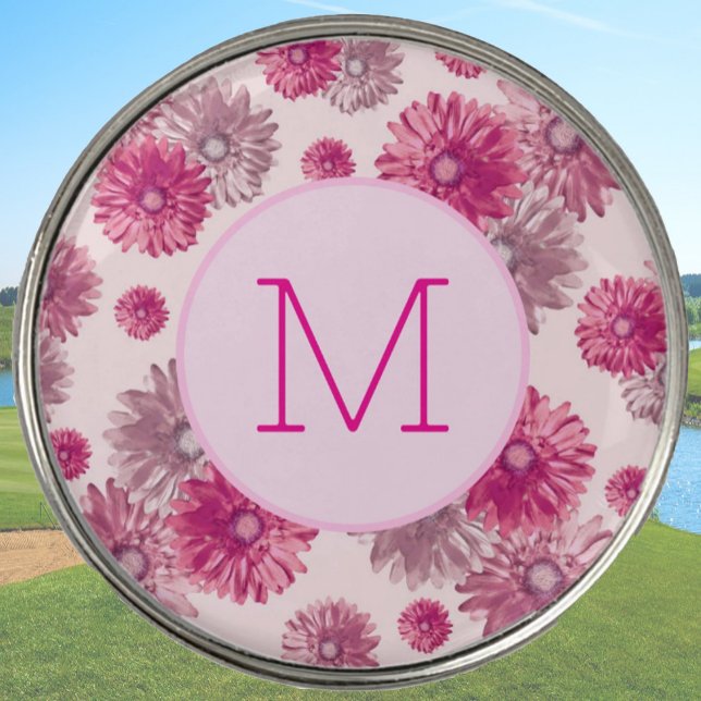 Monogram Initial Feminine Pink Custom Ladies Golf Ball Marker (Creator Uploaded)