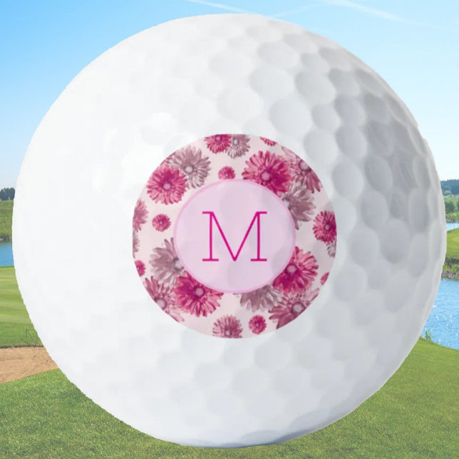 Monogram Initial Feminine Pink Custom Ladies Golf Balls (Creator Uploaded)