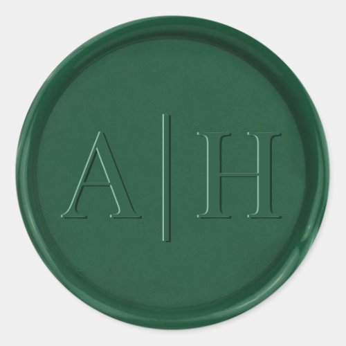 Monogram Initial Forest Green Wax Seal Sticker