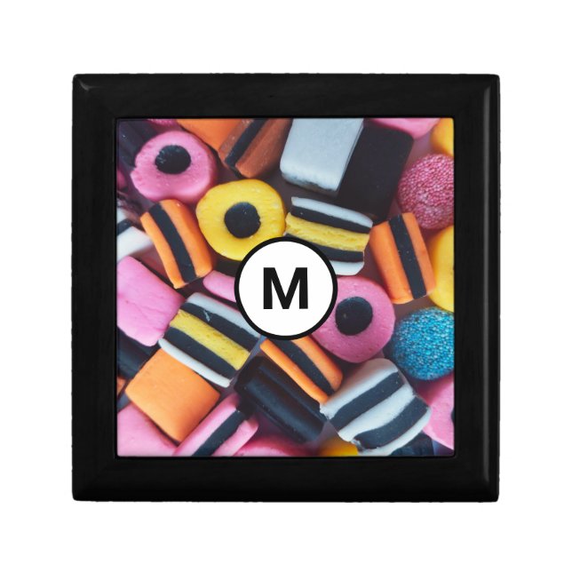 Monogram Initial Fun Licorice Allsorts Candy Gift Box (Front)