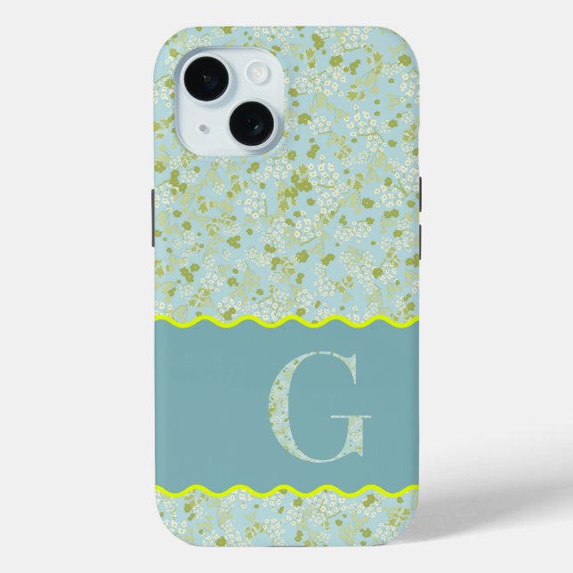 MONOGRAM INITIAL G ACQUA LITTLE FLOWERS Case-Mate iPhone CASE (Back)