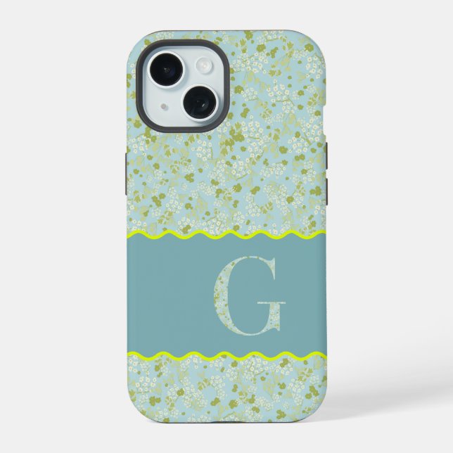 MONOGRAM INITIAL G ACQUA LITTLE FLOWERS IPHONE CASE (Back)