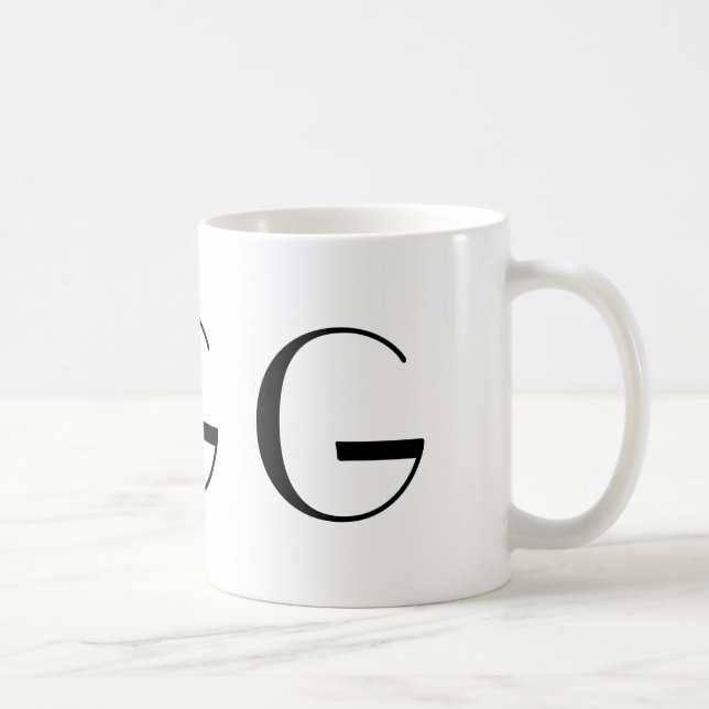 Monogram Initial G Black & White Modern Coffee Mug (Right)