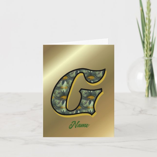 Monogram Initial G Daisies Art Personalized Note Card (Front)