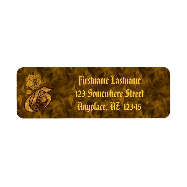 Monogram Initial G Gold Peony Return Address  Label (Front)