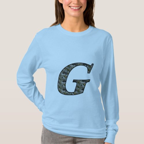 Monogram Initial G Hydrangea Floral T Shirt