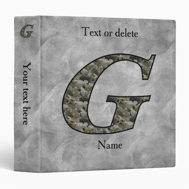Monogram Initial G Hydrangea Flowers Personalized 3 Ring Binder (Front/Spine)