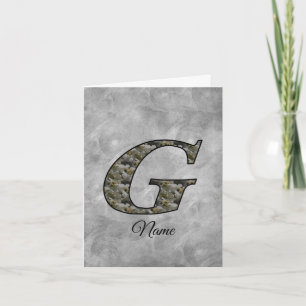 Monogram Initial G Hydrangea Flowers Personalized Note Card